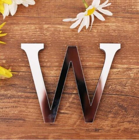 English Letters Acrylic Mirror Surface Wall Sticker 3D Silver Alphabet Poster Bedroom Festival Party Decoration DIY Art Mural