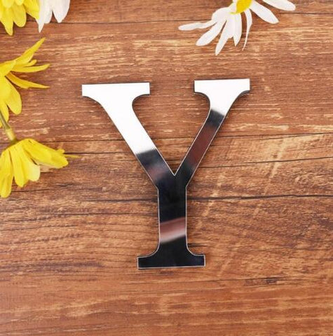 English Letters Acrylic Mirror Surface Wall Sticker 3D Silver Alphabet Poster Bedroom Festival Party Decoration DIY Art Mural