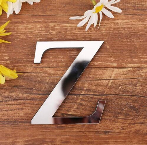 English Letters Acrylic Mirror Surface Wall Sticker 3D Silver Alphabet Poster Bedroom Festival Party Decoration DIY Art Mural